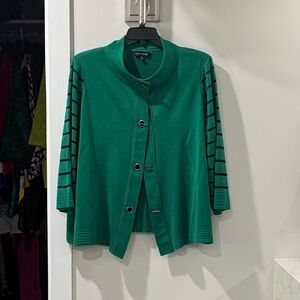 Ming Wang Green Button-Up Sweater